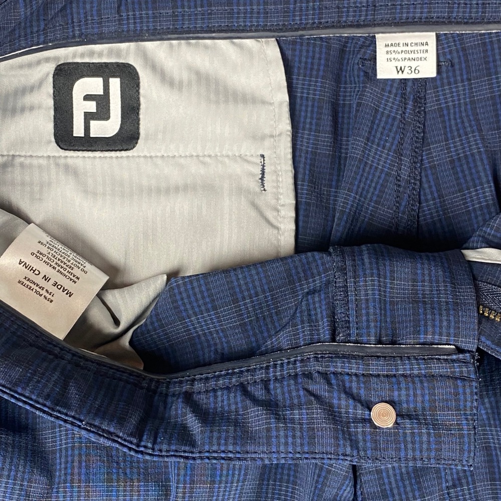 FootJoy Mens Golf Shorts Plaid Performance Stretch Size 36 Blue Athletic Active - Picture 3 of 10